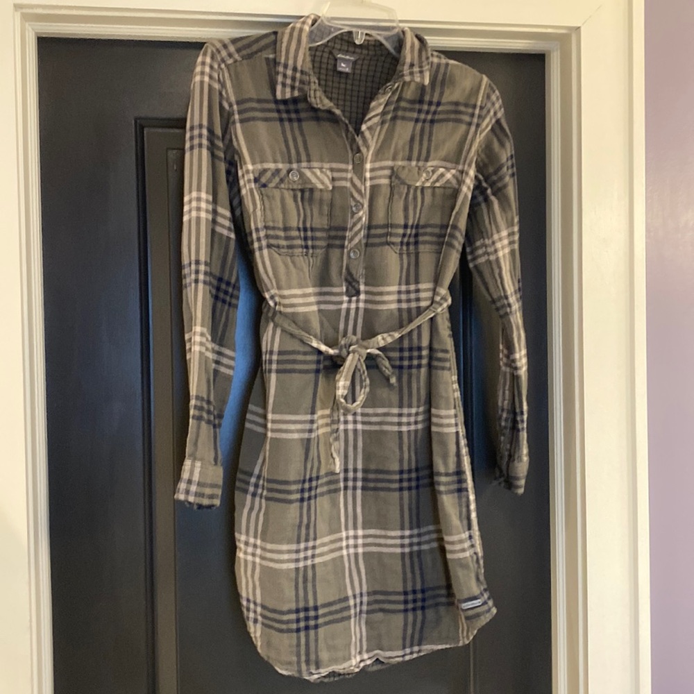 Eddie Bauer flannel tie waist dress